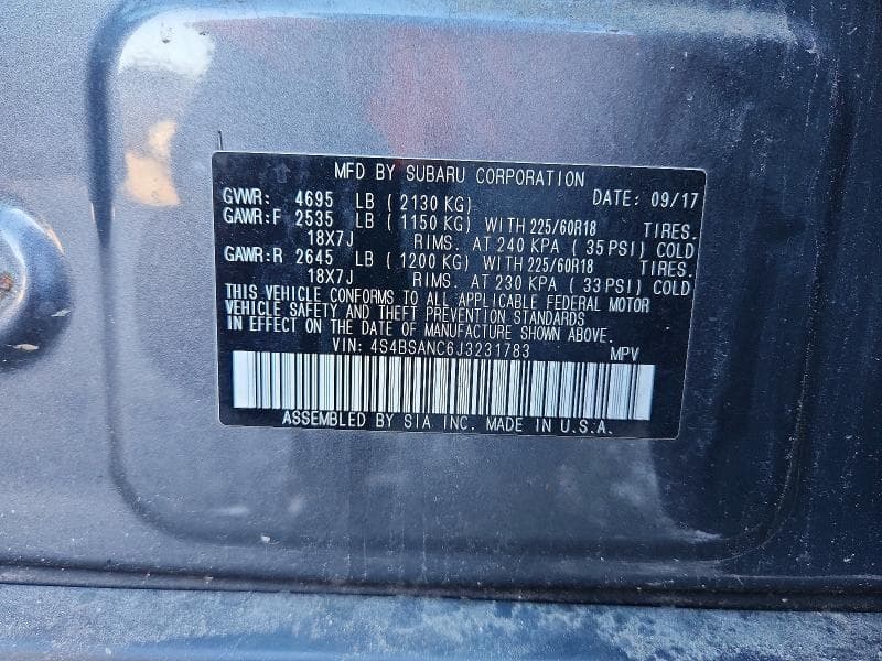 2018 SUBARU OUTBACK 2.5I LIMITED 13