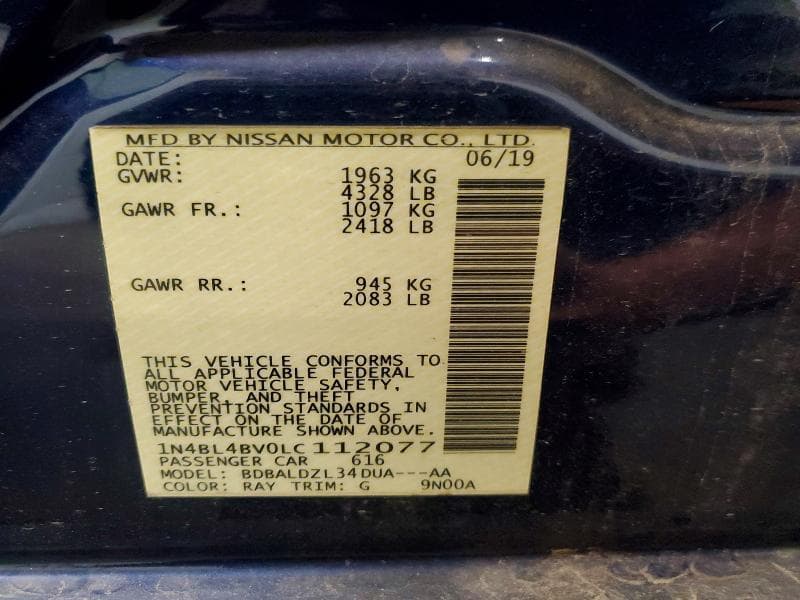 2020 NISSAN ALTIMA S 13