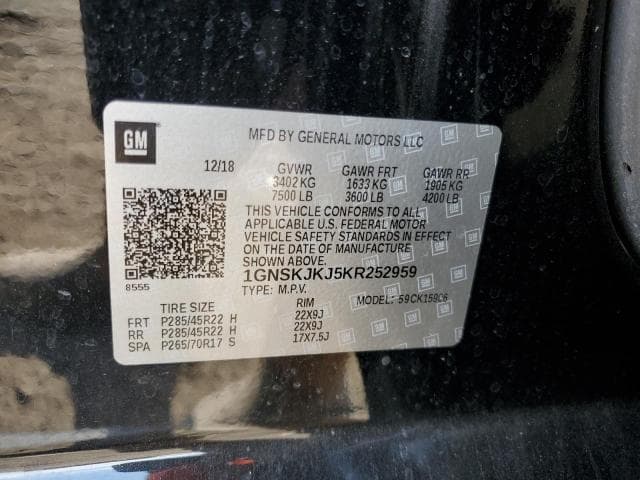 2019 CHEVROLET SUBURBAN K1500 PREMIER 14