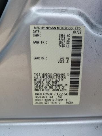 2019 NISSAN ALTIMA SL 12