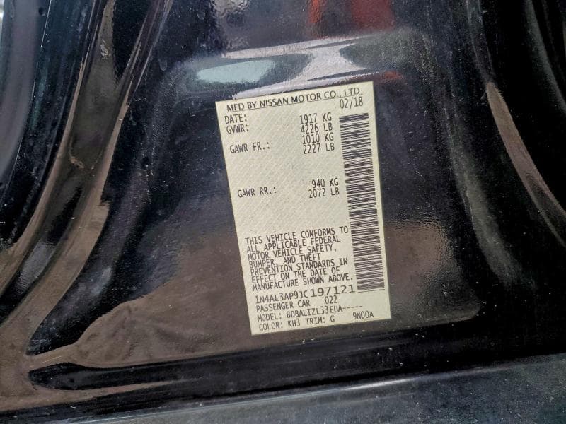 2018 NISSAN ALTIMA 2.5 12