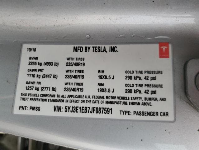 2018 TESLA MODEL 3 12