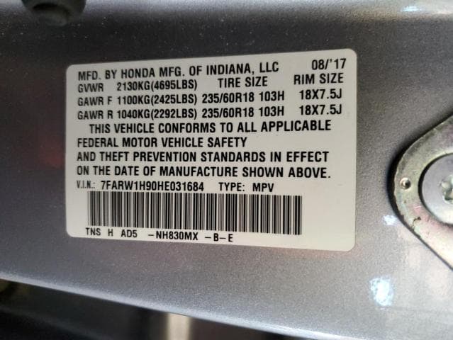 2017 HONDA CR-V TOURING 14