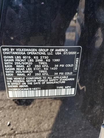 2021 VOLKSWAGEN ATLAS SEL 14