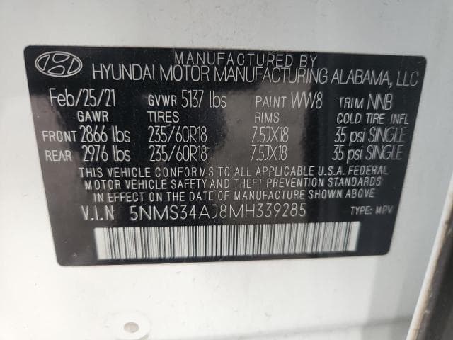 2021 HYUNDAI SANTA FE SEL 13