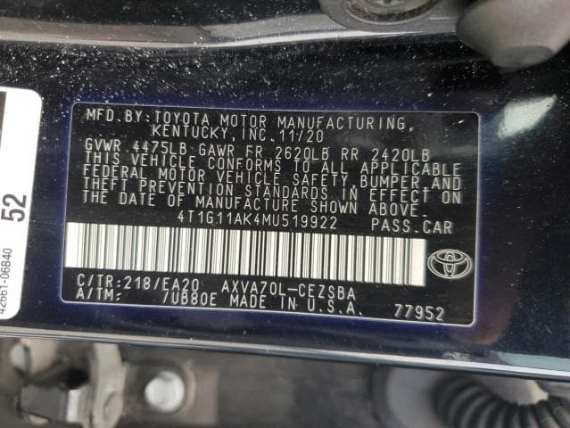 2021 TOYOTA CAMRY SE 13