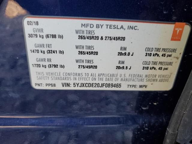 2018 TESLA MODEL X 12
