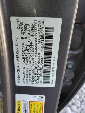 2018 HONDA ACCORD TOURING HYBRID 12