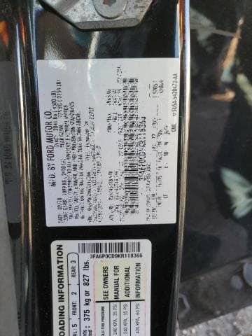 2019 FORD FUSION SEL 12