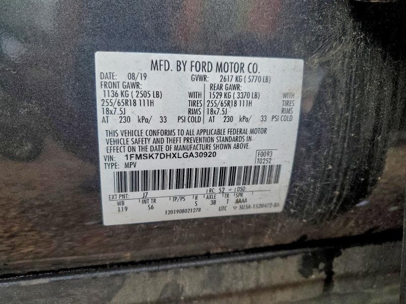 2020 FORD EXPLORER XLT 14