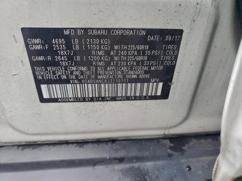 2018 SUBARU OUTBACK 2.5I LIMITED 14