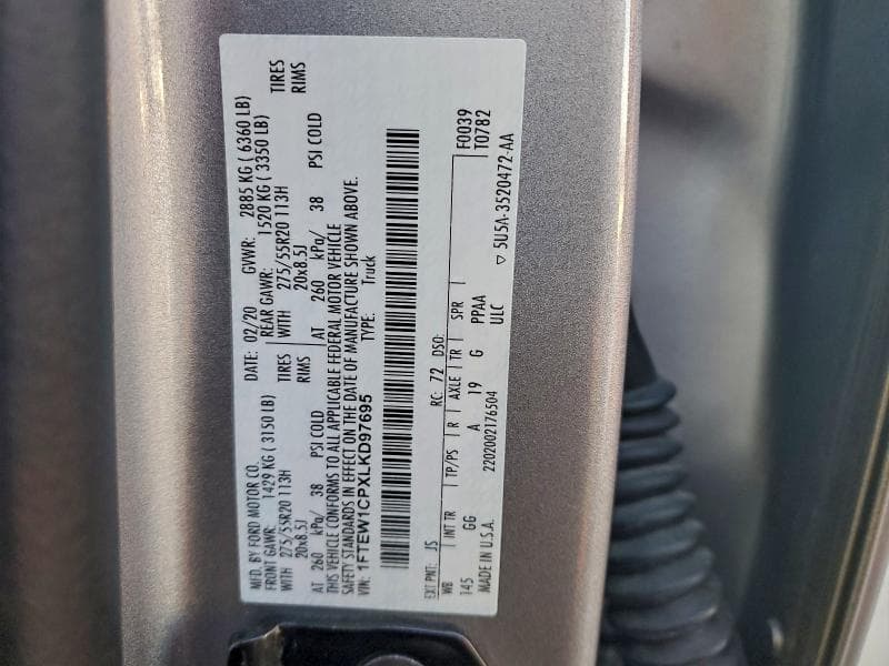 2020 FORD F150 SUPERCREW 12