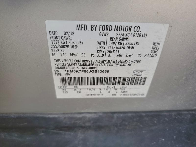 2018 FORD EXPLORER LIMITED 14
