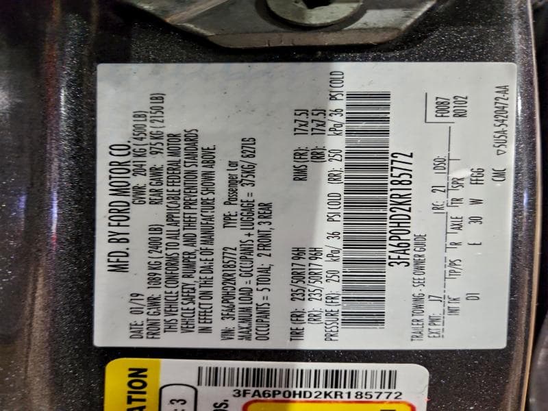2019 FORD FUSION SE 12