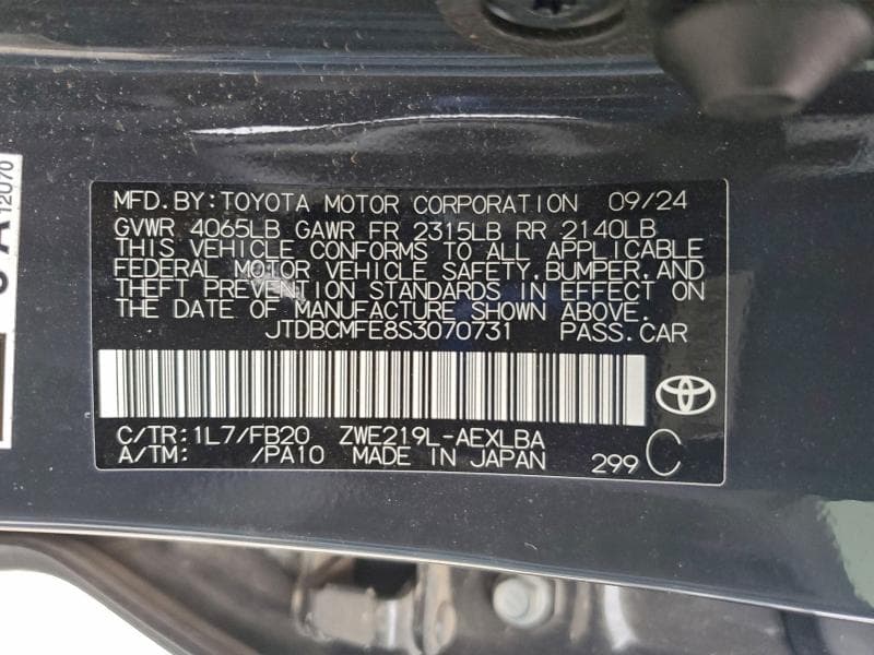 2025 TOYOTA COROLLA LE 13