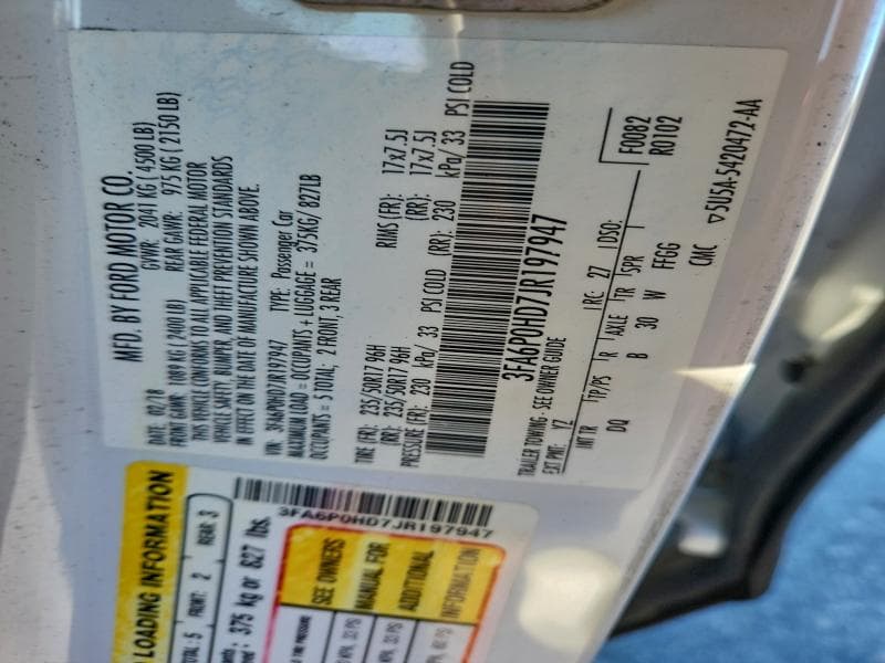 2018 FORD FUSION 12