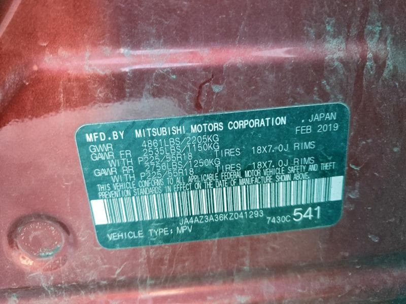 2019 MITSUBISHI OUTLANDER SE 12
