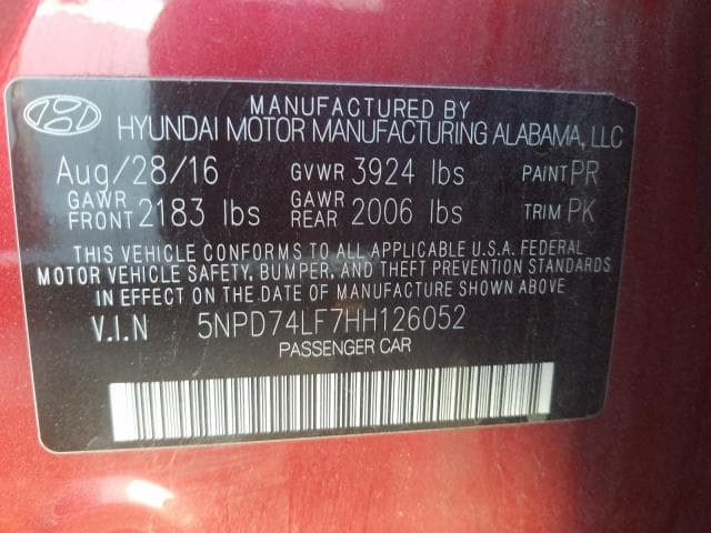 2017 HYUNDAI ELANTRA SE SE 11