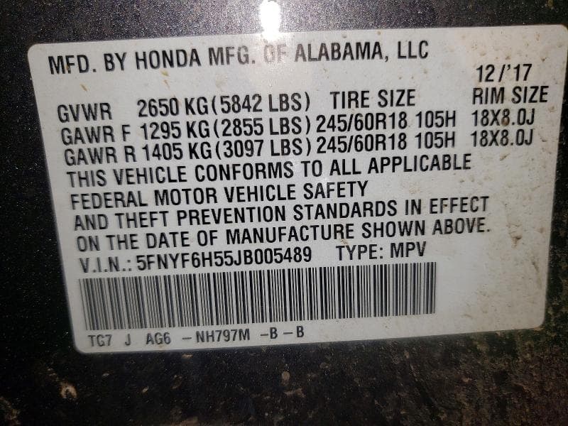 2018 HONDA PILOT EXL EXL 14
