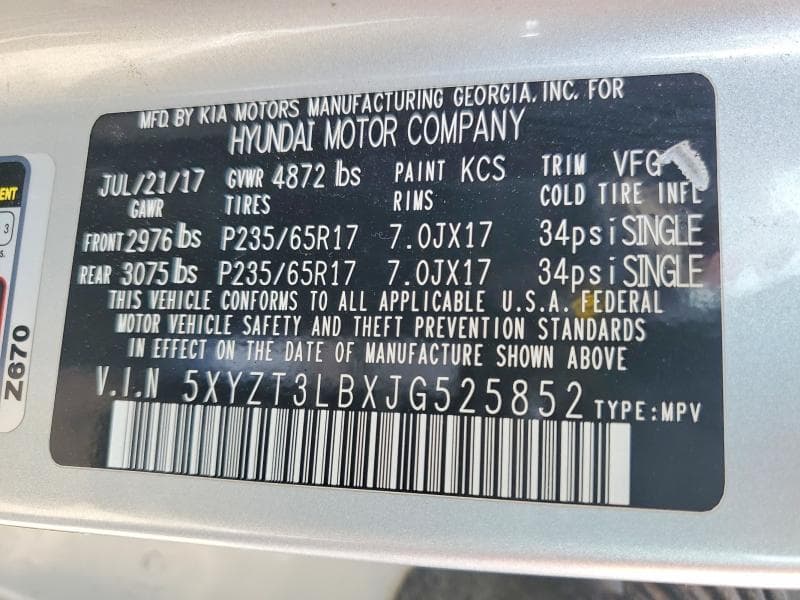 2018 HYUNDAI SANTA FE SPORT 2.4L 12
