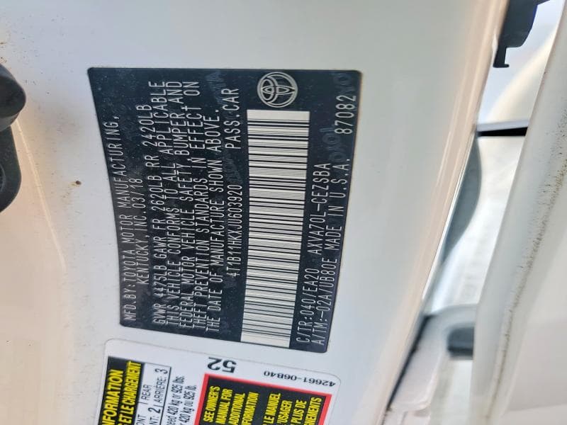 2018 TOYOTA CAMRY SE 12
