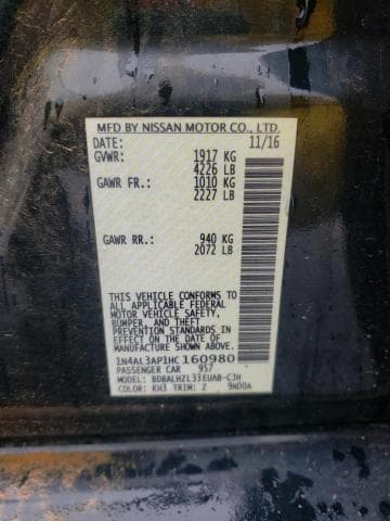 2017 NISSAN ALTIMA 2.5 2.5 12