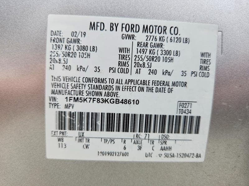 2019 FORD EXPLORER LIMITED 13
