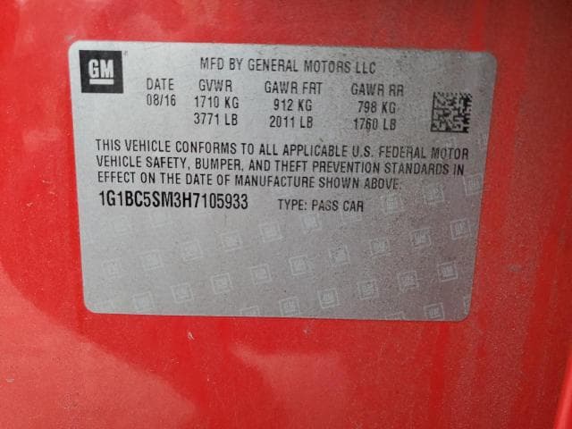 2017 CHEVROLET CRUZE LS 13