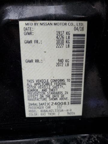 2018 NISSAN ALTIMA 2.5 2.5 13