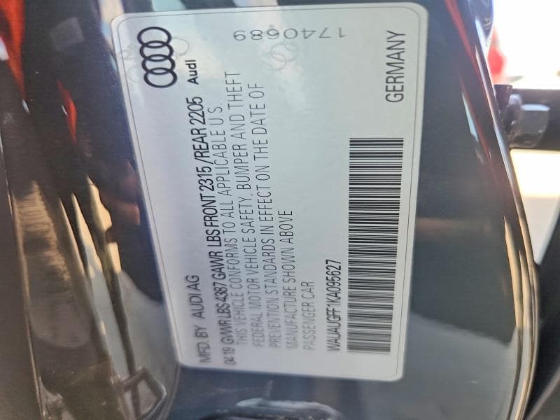 2019 AUDI A3 FWD 4D SEDAN TITANIUM PREMIUM PREMIUM PLUS S-LINE 13