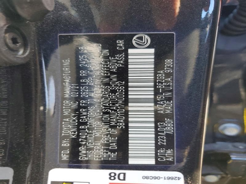 2021 LEXUS ES 250 BASE 13