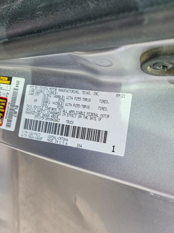 2021 TOYOTA TUNDRA SR 12
