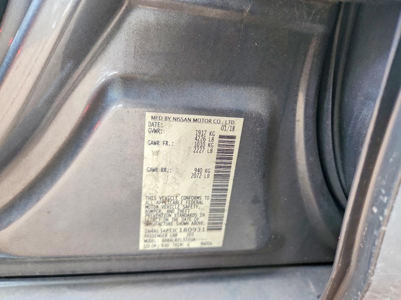2018 NISSAN ALTIMA 2.5 SL 2.5 SL 12