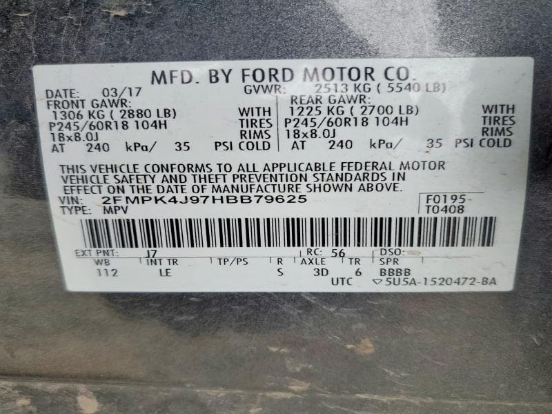 2017 FORD EDGE SEL 14