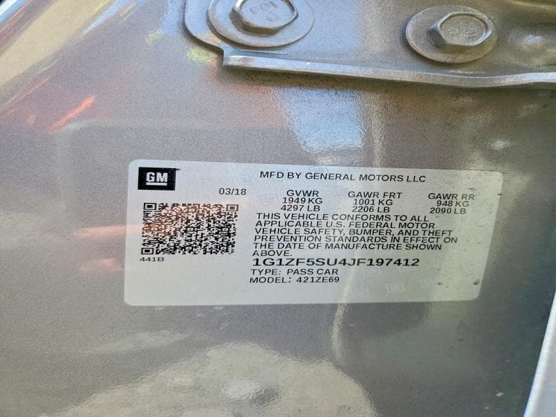 2018 CHEVROLET MALIBU HYBRID HYBRID 12