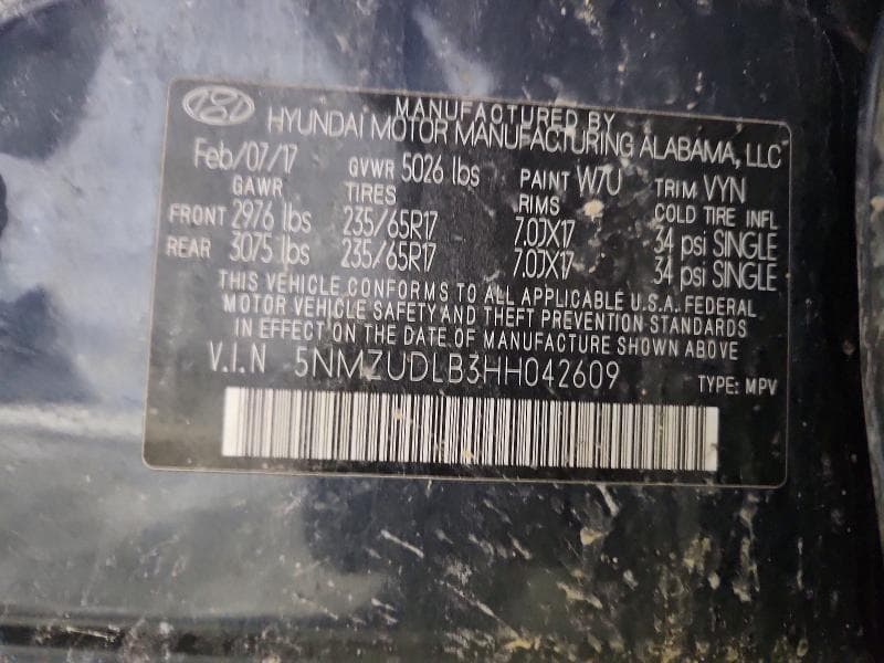 2017 HYUNDAI SANTA FE SPORT 2.4L 2.4L 13