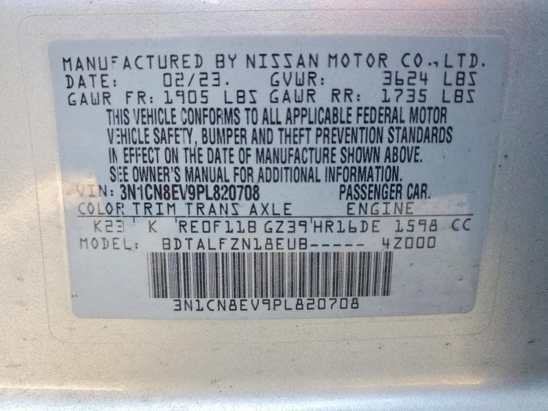 2023 NISSAN VERSA SV SV 12
