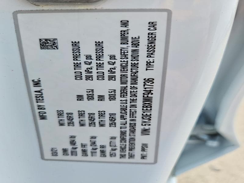 2021 TESLA MODEL 3 12