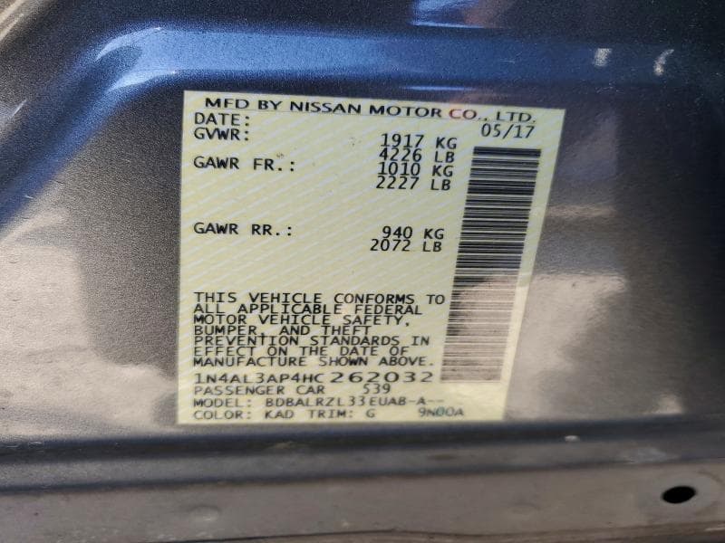 2017 NISSAN ALTIMA 2.5 SL 12