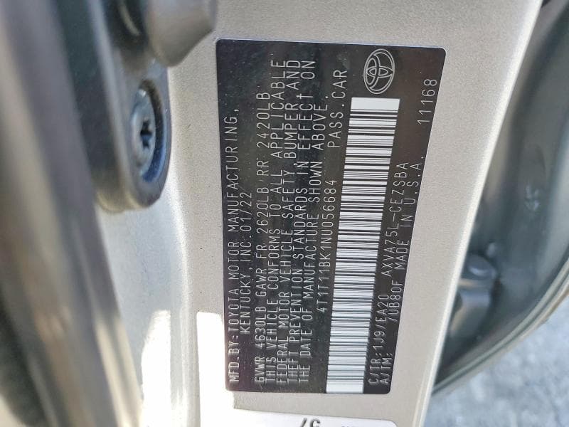 2022 TOYOTA CAMRY SE 12