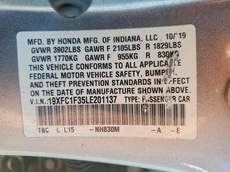 2020 HONDA CIVIC EX 12