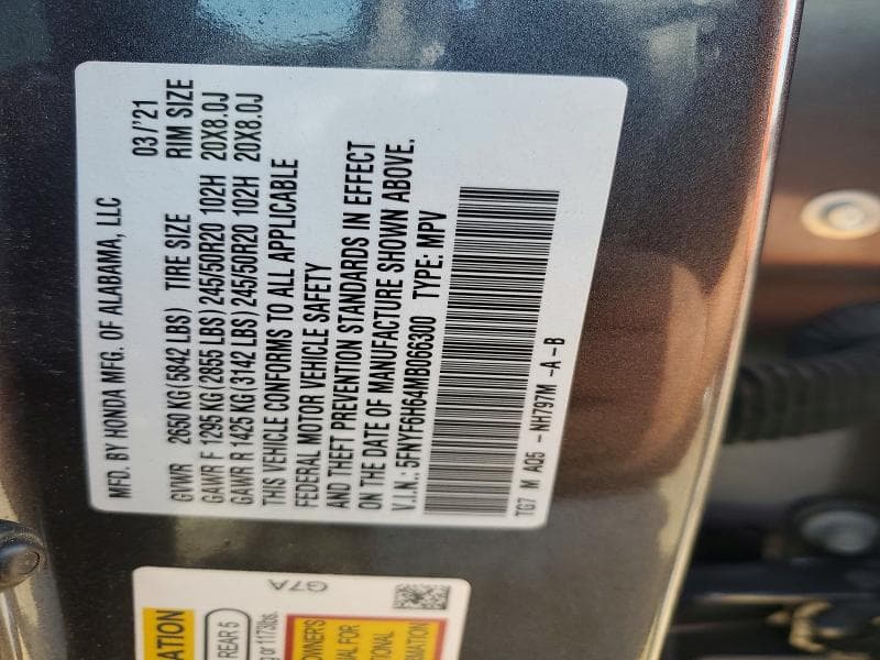 2021 HONDA PILOT TOURING 13