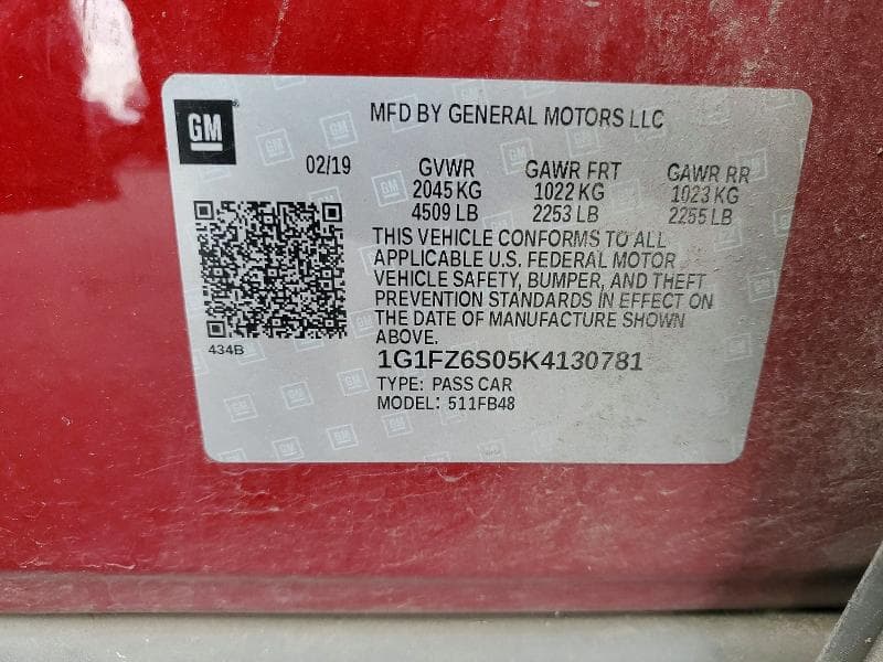 2019 CHEVROLET BOLT EV PREMIER PREMIER 13