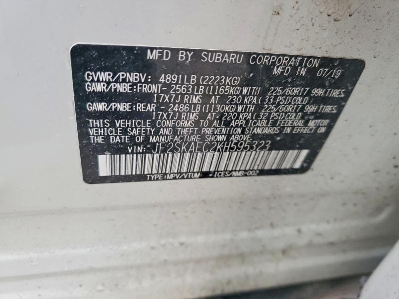 2019 SUBARU FORESTER PREMIUM 14