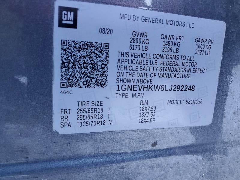 2020 CHEVROLET TRAVERSE LT LT 13