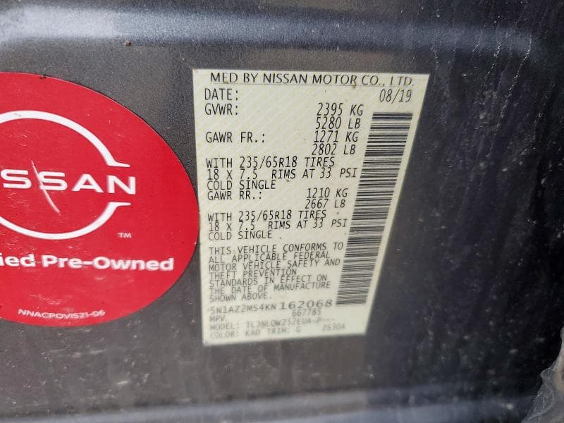 2019 NISSAN MURANO SV SV 14
