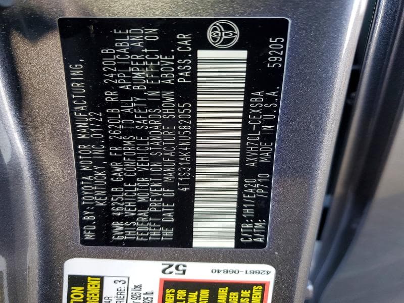 2022 TOYOTA CAMRY HYBRID SE 12