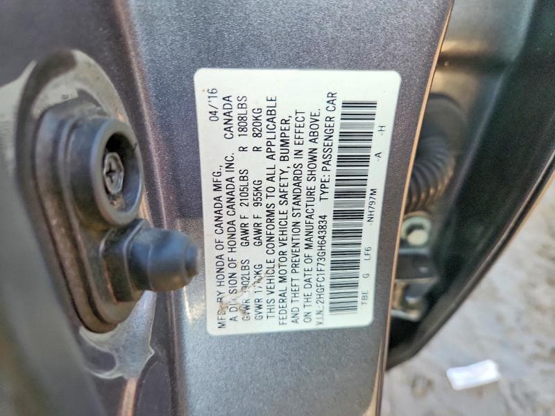 2016 HONDA CIVIC EXL EXL 12
