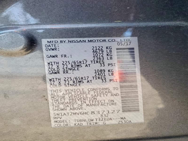 2017 NISSAN ROGUE SV 13