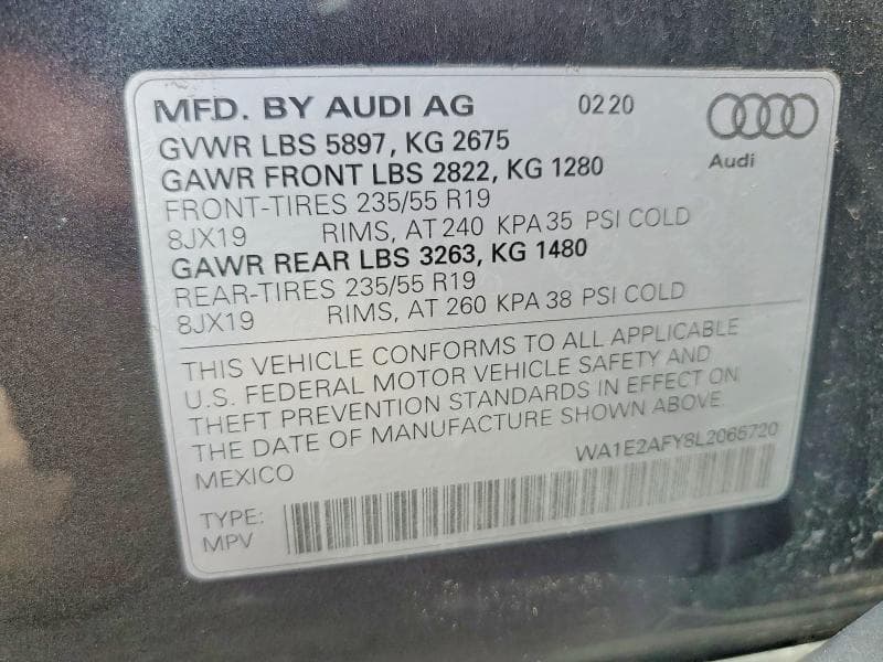 2020 AUDI Q5 E PREMIUM PLUS PREMIUM PLUS 12